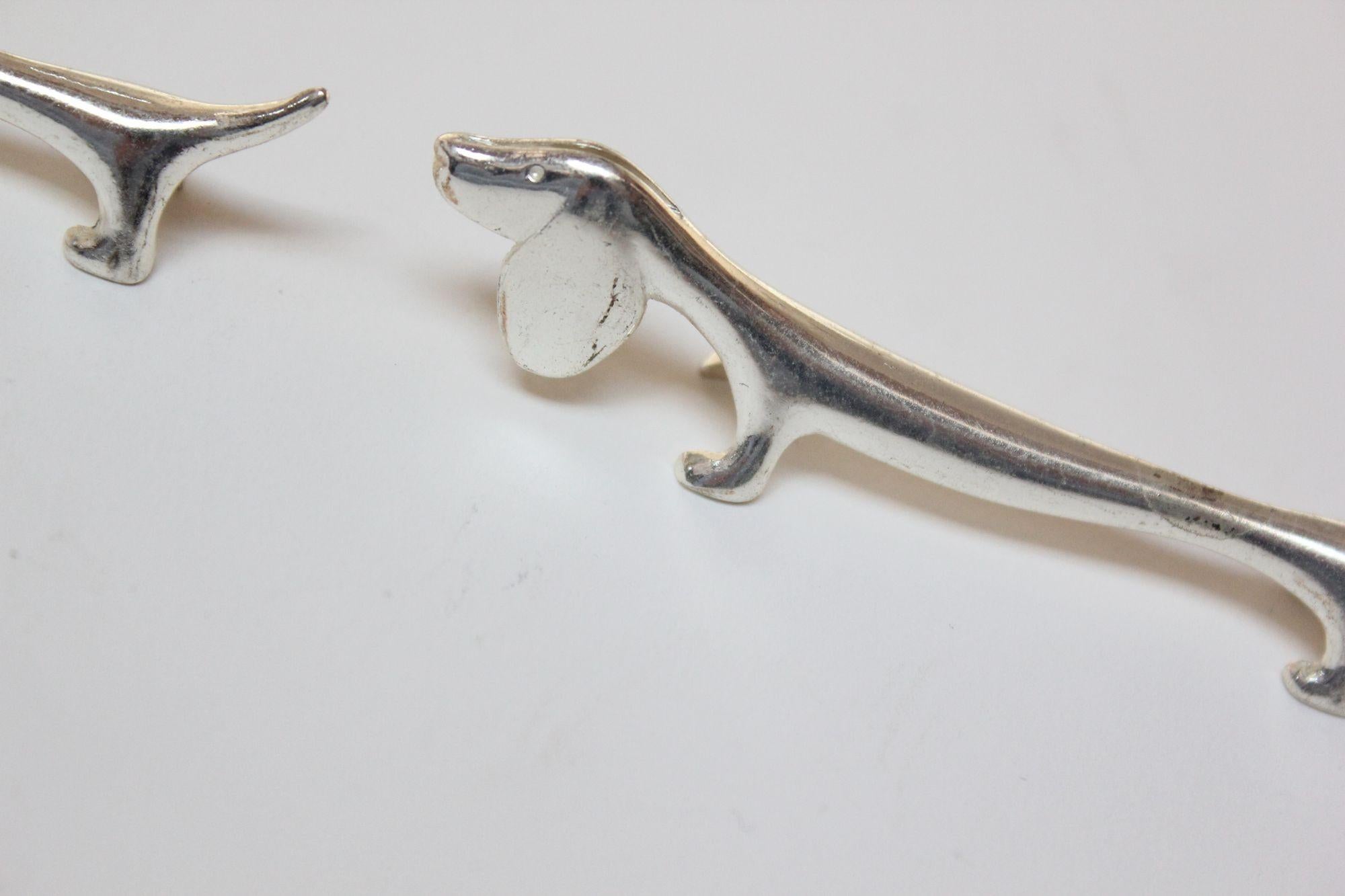 Set of Four Italian Vintage Silver-Plated Dachshund /Dog Knife Rests 3