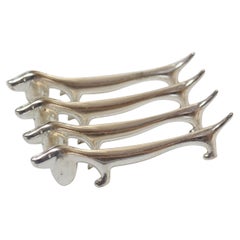Set of Four Italian Vintage Silver-Plated Dachshund /Dog Knife Rests