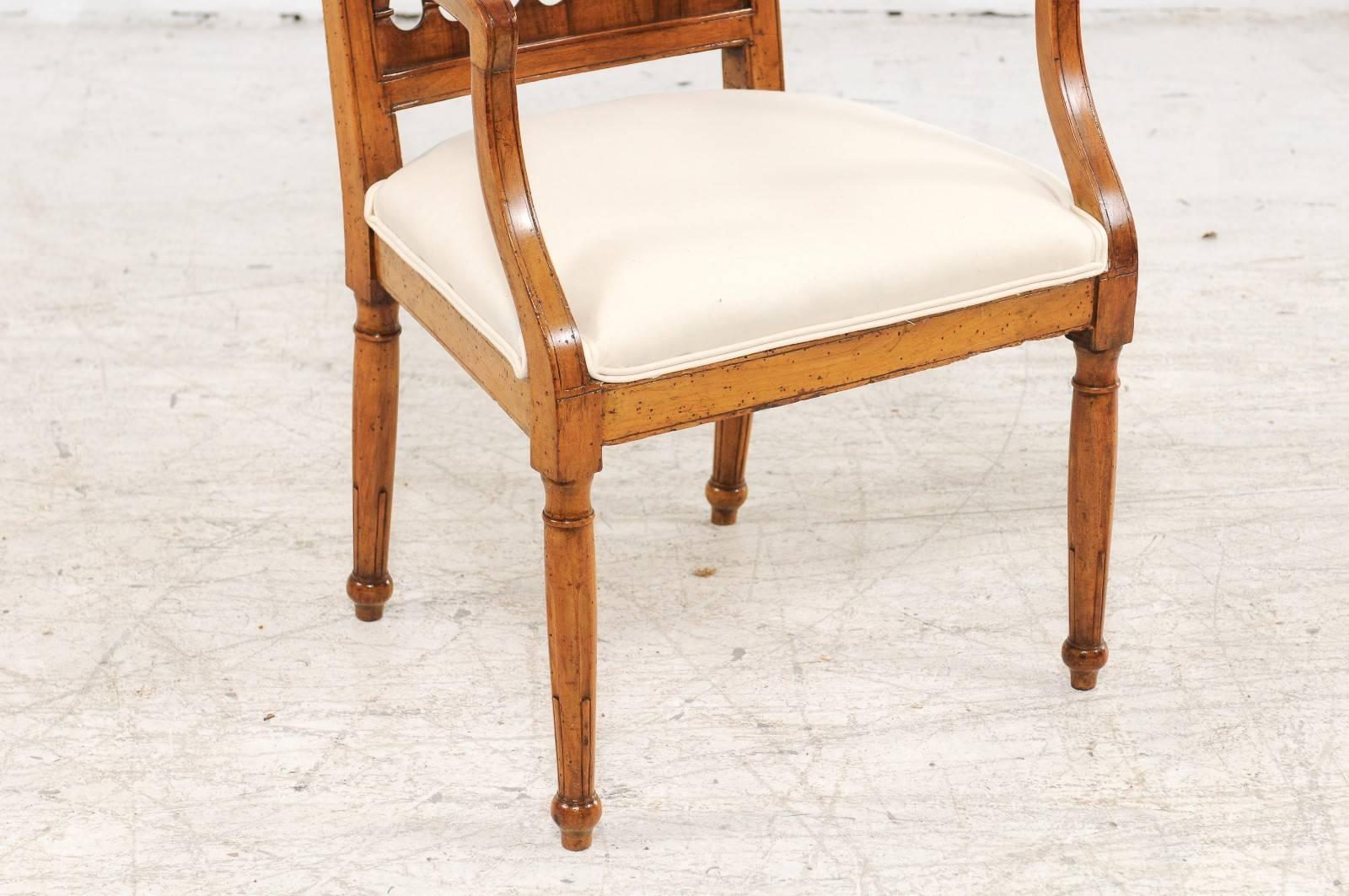 20th Century Set of Four Italian Vintage Upholstered Chairs with Latticed Backs, circa 1930