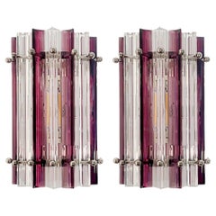 Set of Four Italian Wall Sconce, Venini Style Murano, 1990s