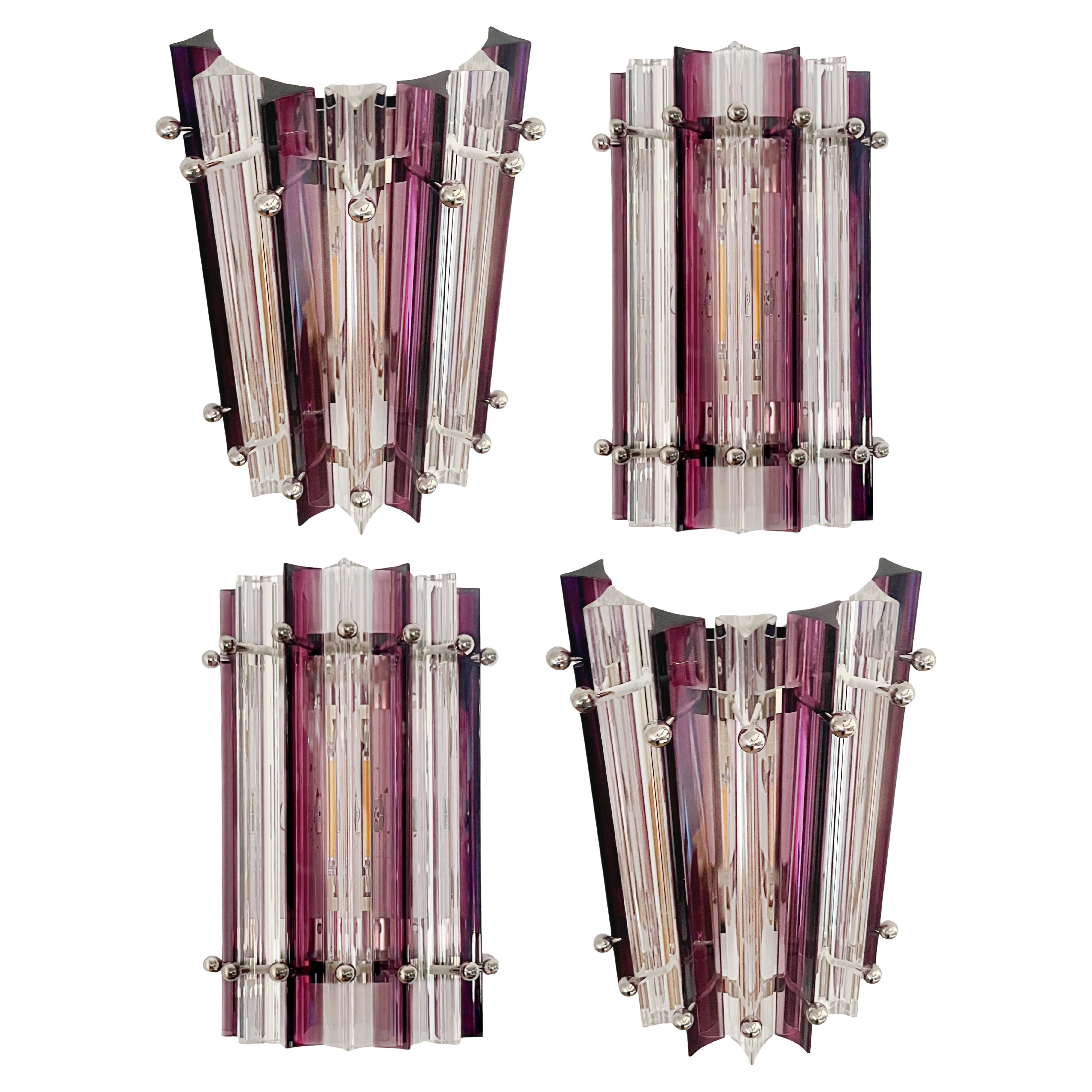 Set of Four Italian Wall Sconce, Venini Style Murano, 1990s en vente