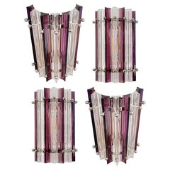 Set of Four Italian Wall Sconce, Venini Style Murano, 1990s