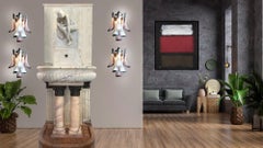 Set of Four Italian White and Pink Petal Murano Sconces