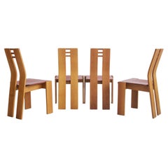 Set of Four Italian Wooden Dining Chairs, 1950s