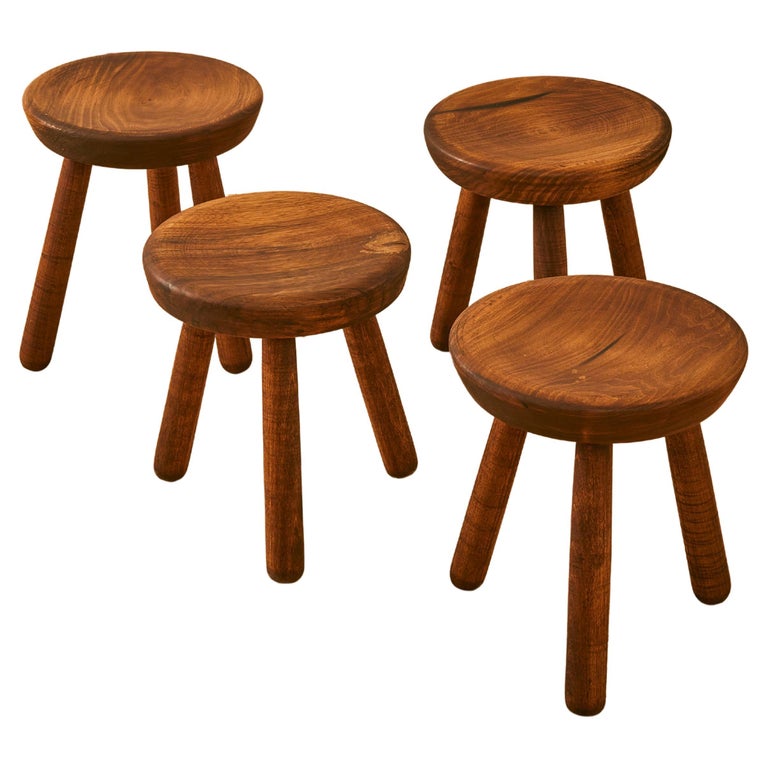 Set of Four Italian Wooden Stools For Sale at 1stDibs