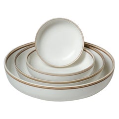 Set of Four Ivory Glazed Porcelain Hermit Bowls with Rustic Rim