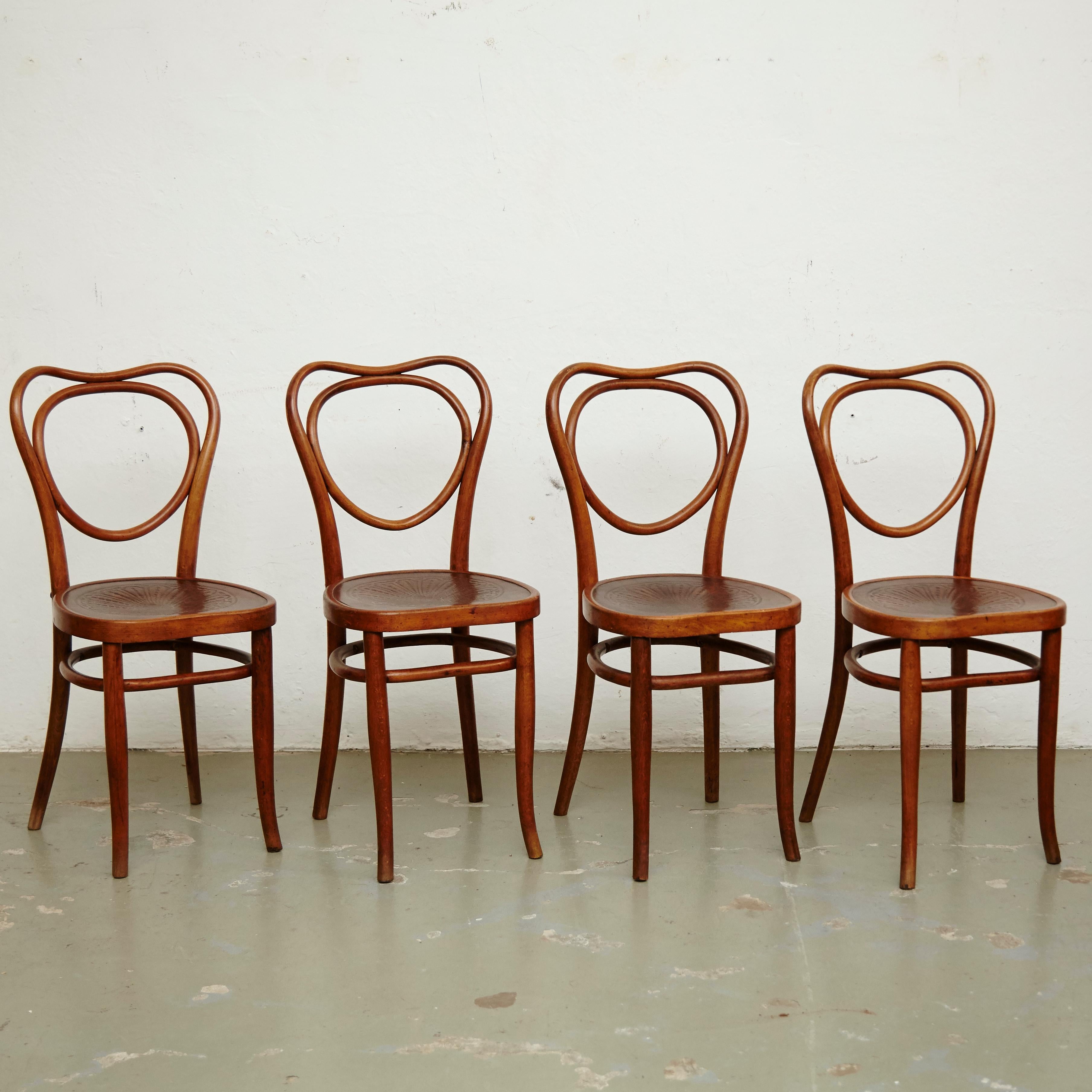 Chairs designed by J & J. Khon, circa 1900 manufactured in Austria.

In great original condition, with minor wear consistent with age and use, preserving a beautiful patina.

Jacob & Josef Kohn, also known as J. & J. Kohn, was an Austrian