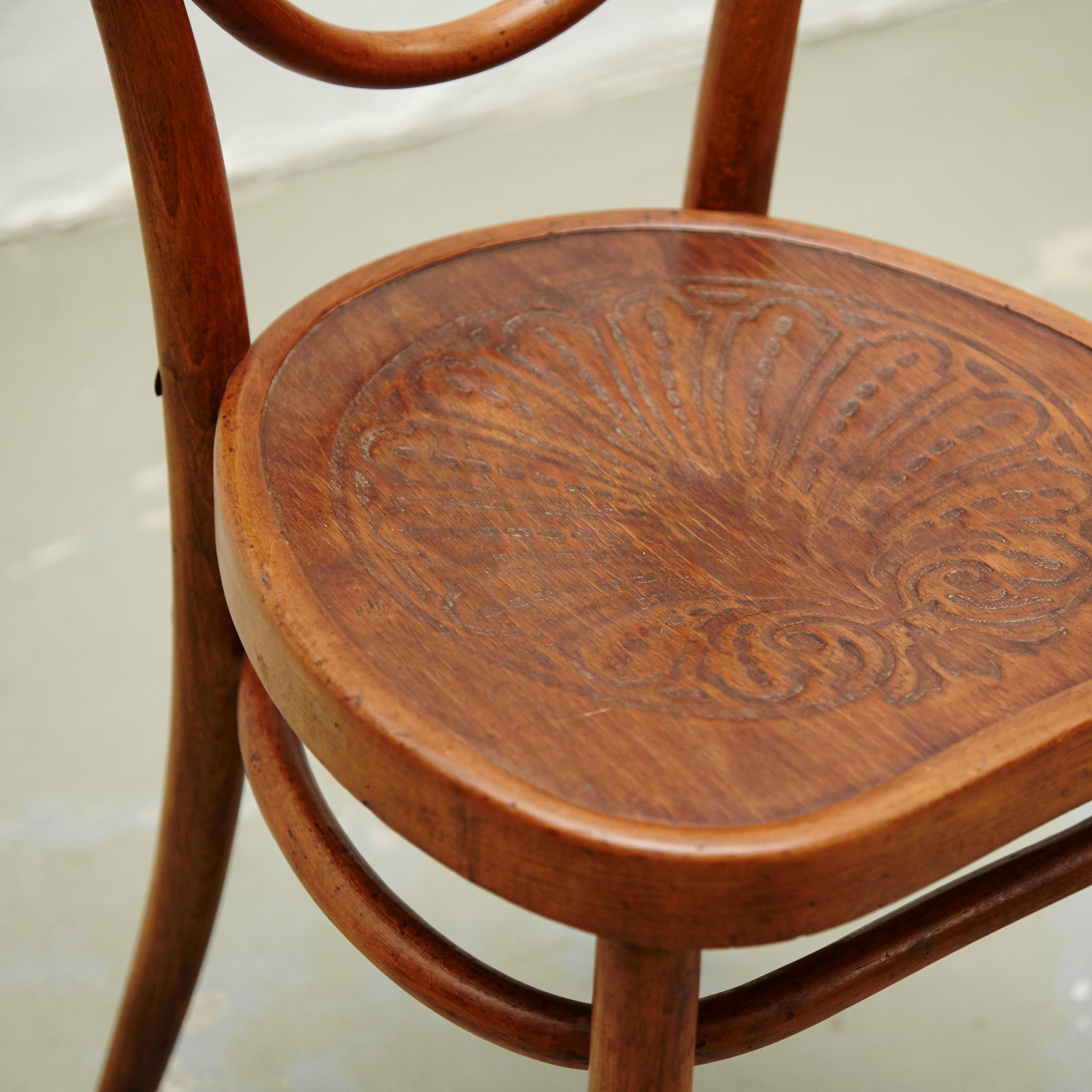 Wood Set of Four J & J. Khon Chairs, circa 1900