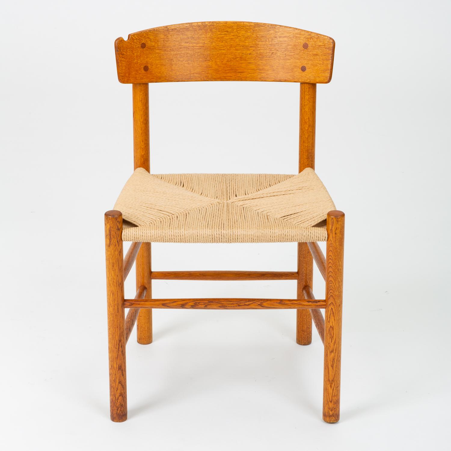 Hand-Woven Set of Four J39 Oak Dining Chairs by Børge Mogensen for FDB Møbler