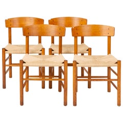 Set of Four J39 Oak Dining Chairs by Børge Mogensen for FDB Møbler