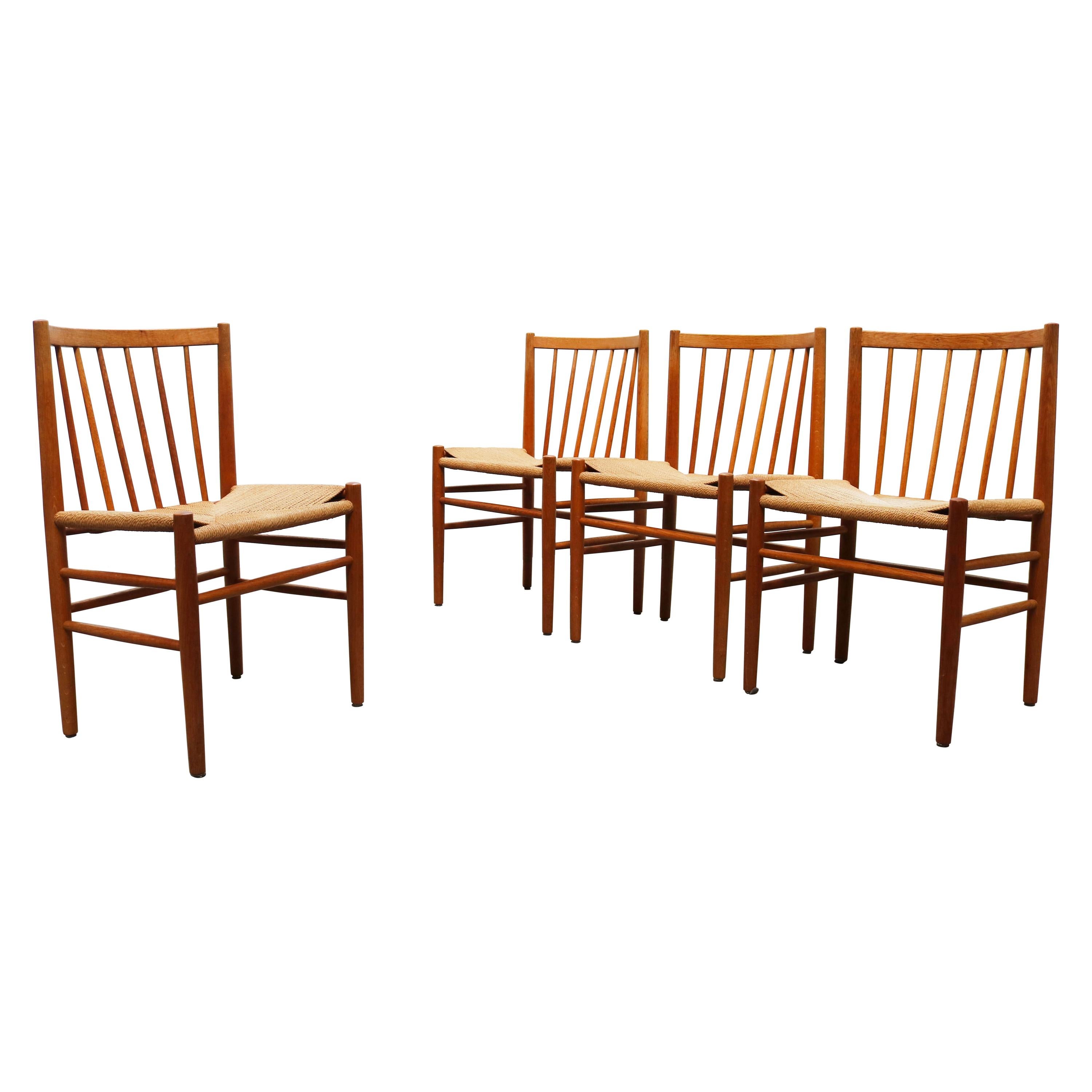 Set of Four J80 Dining Chairs by Jorgen Baekmark for FDM Møbler in Oak Papercord