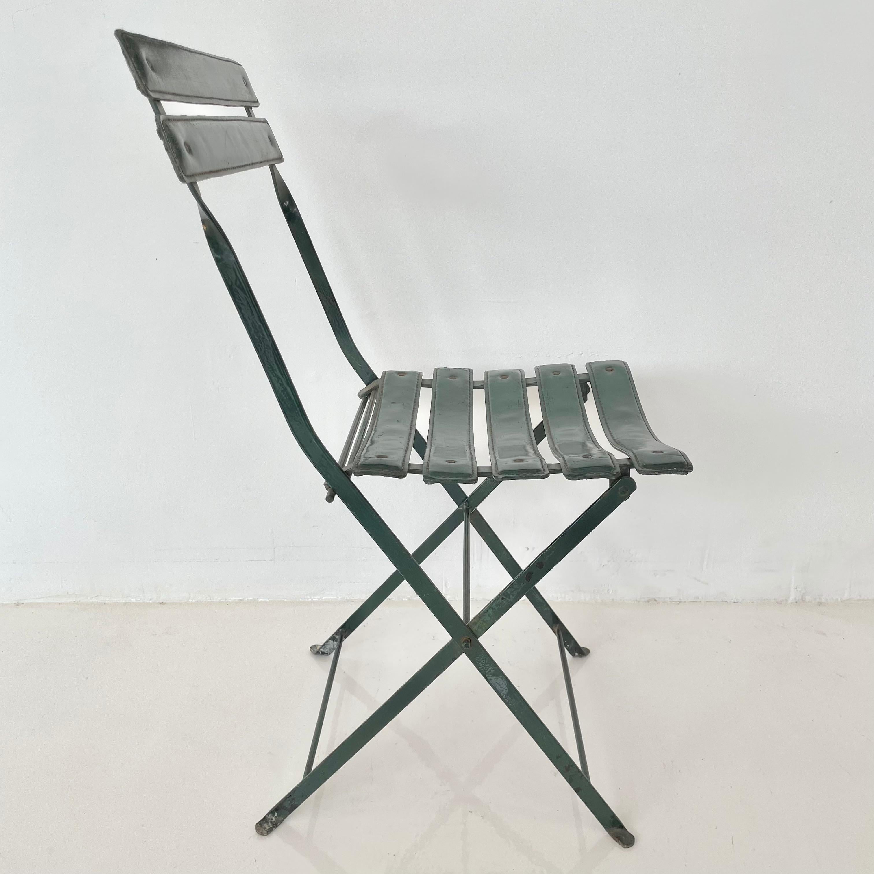 Set of Four Jacques Adnet Leather Folding Chairs 7