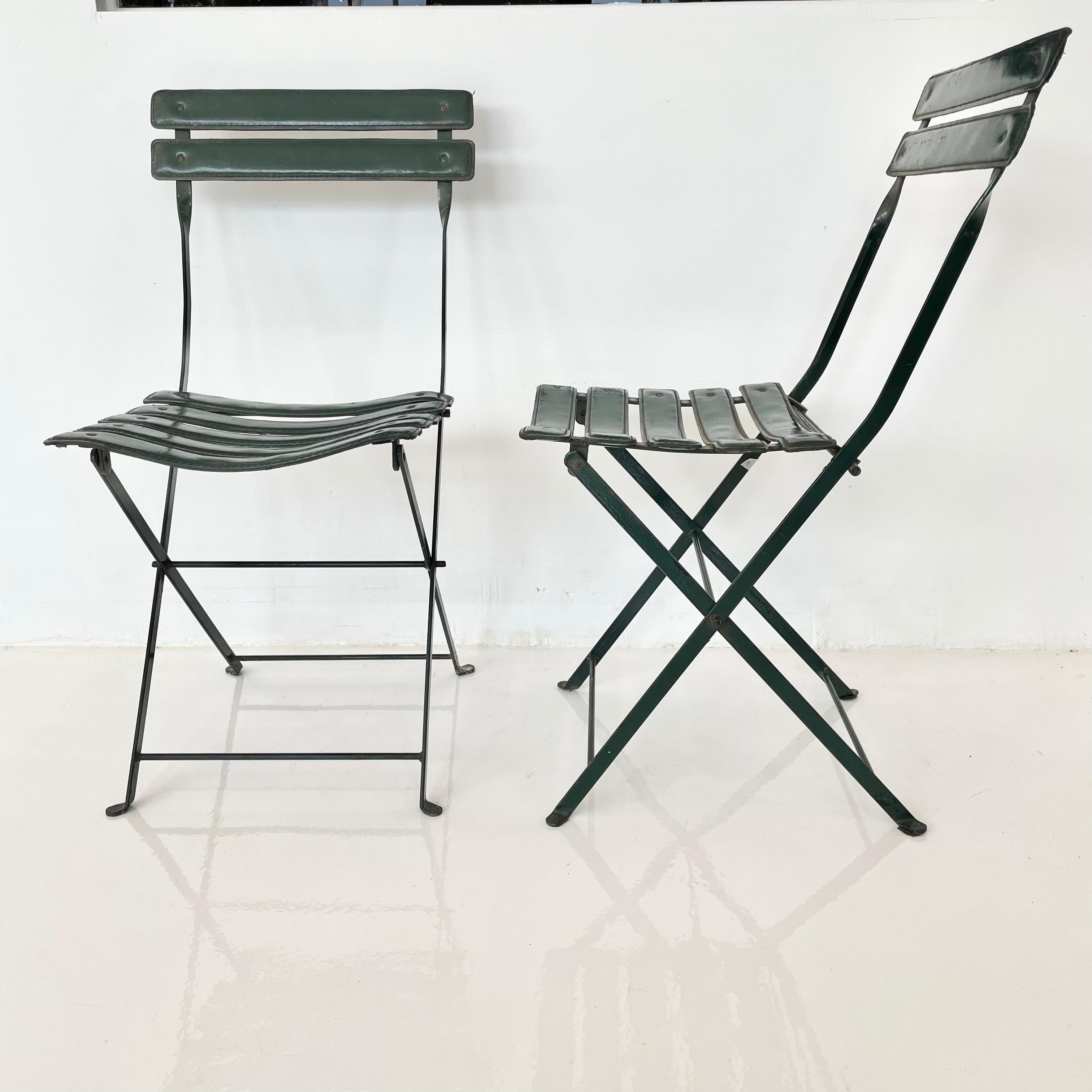 Mid-20th Century Set of Four Jacques Adnet Leather Folding Chairs