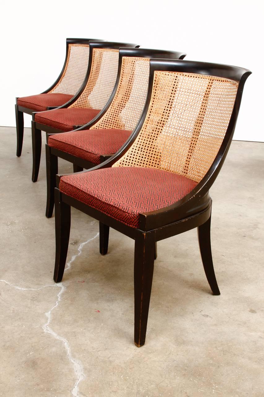 Set of Four James Mont Style Ebonized Dining Chairs 5