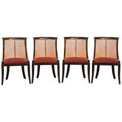 Set of Four James Mont Style Ebonized Dining Chairs