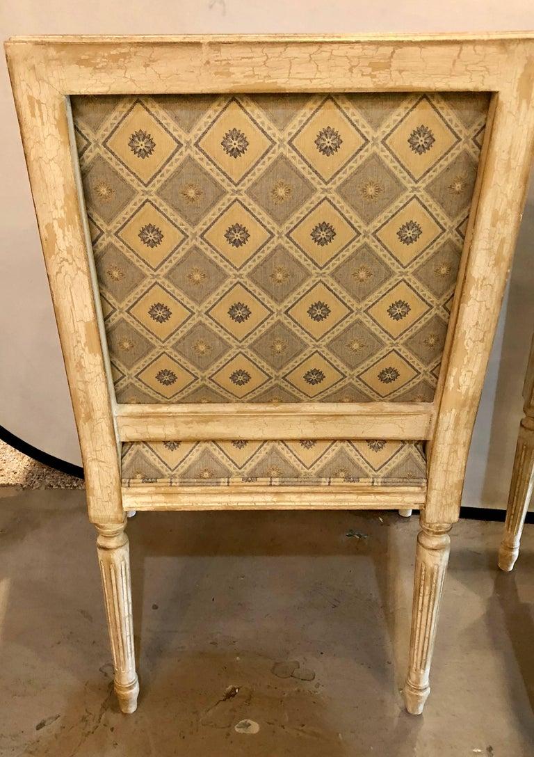 Set of Four Jansen Louis XVI Style Dining Chairs Parcel-Gilt and Paint Decorated In Good Condition In Stamford, CT