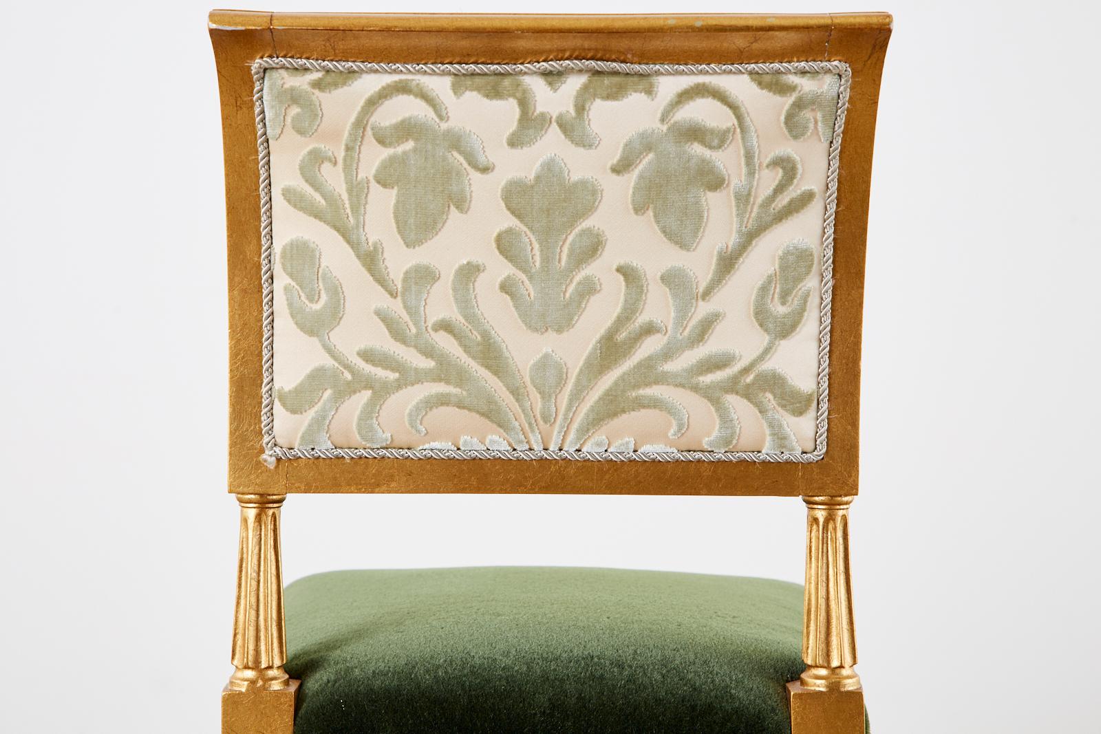 Set of Four Jansen Louis XVI Style Gilt Mohair Dining Chairs 5
