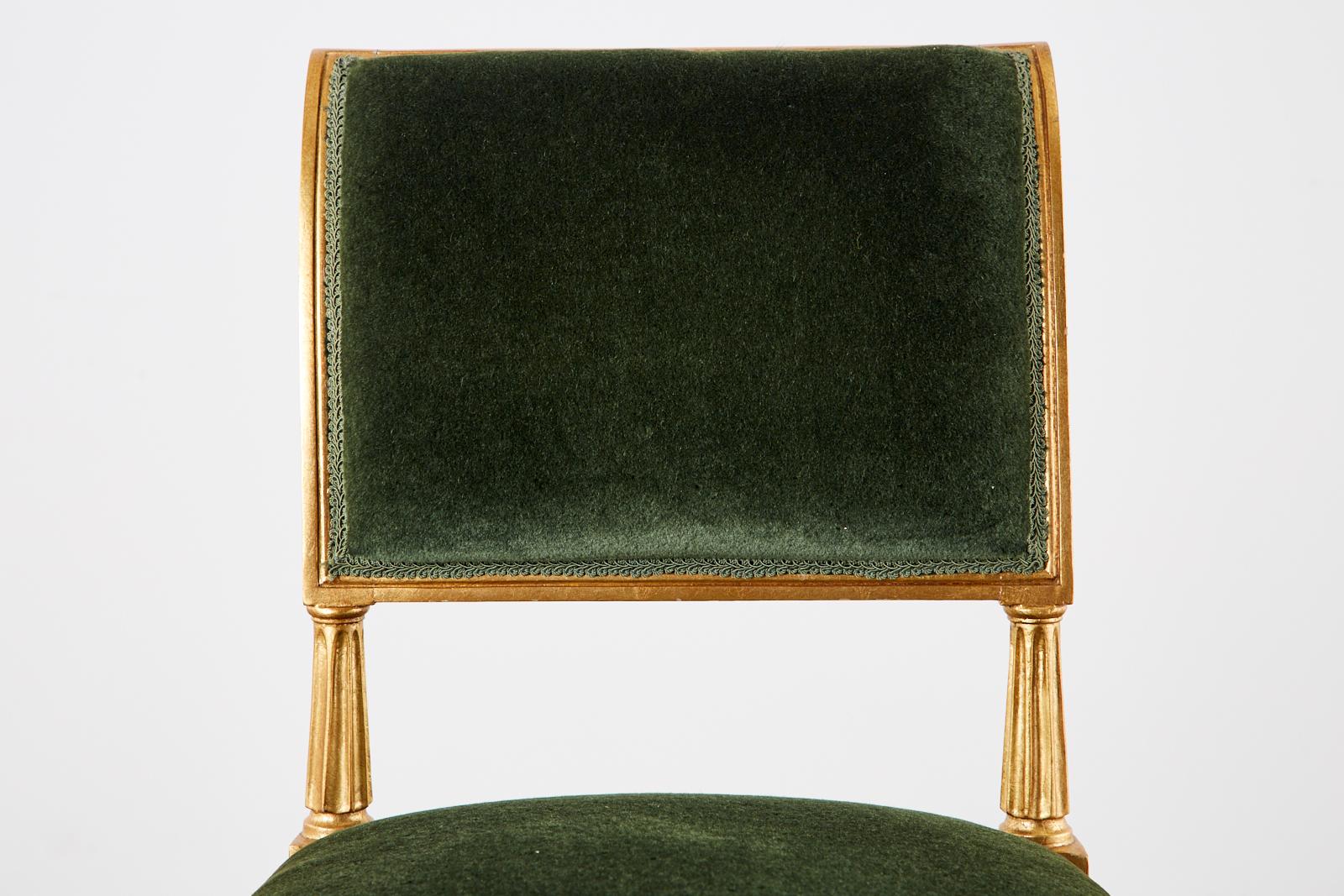 Set of Four Jansen Louis XVI Style Gilt Mohair Dining Chairs 7