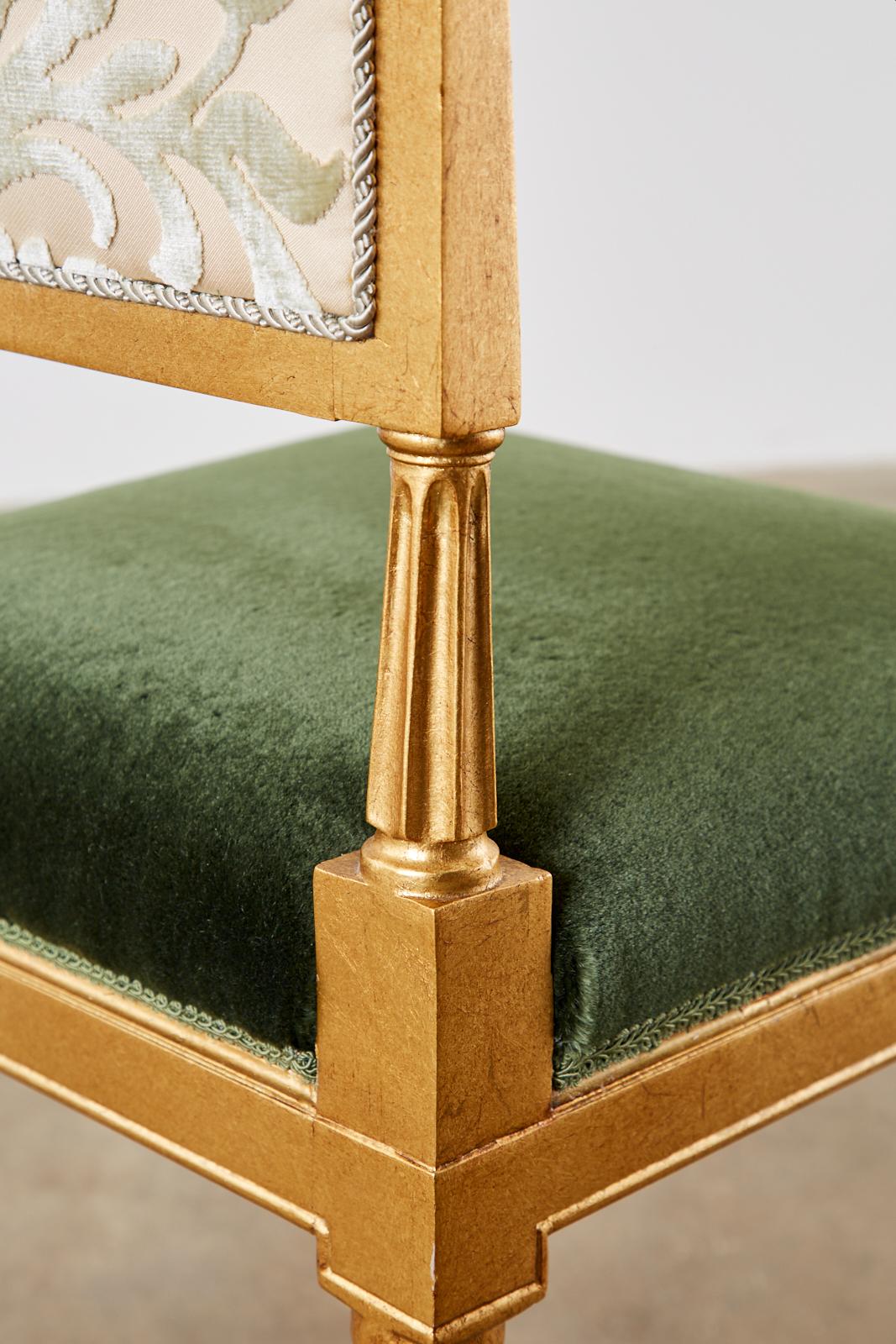 Set of Four Jansen Louis XVI Style Gilt Mohair Dining Chairs 9