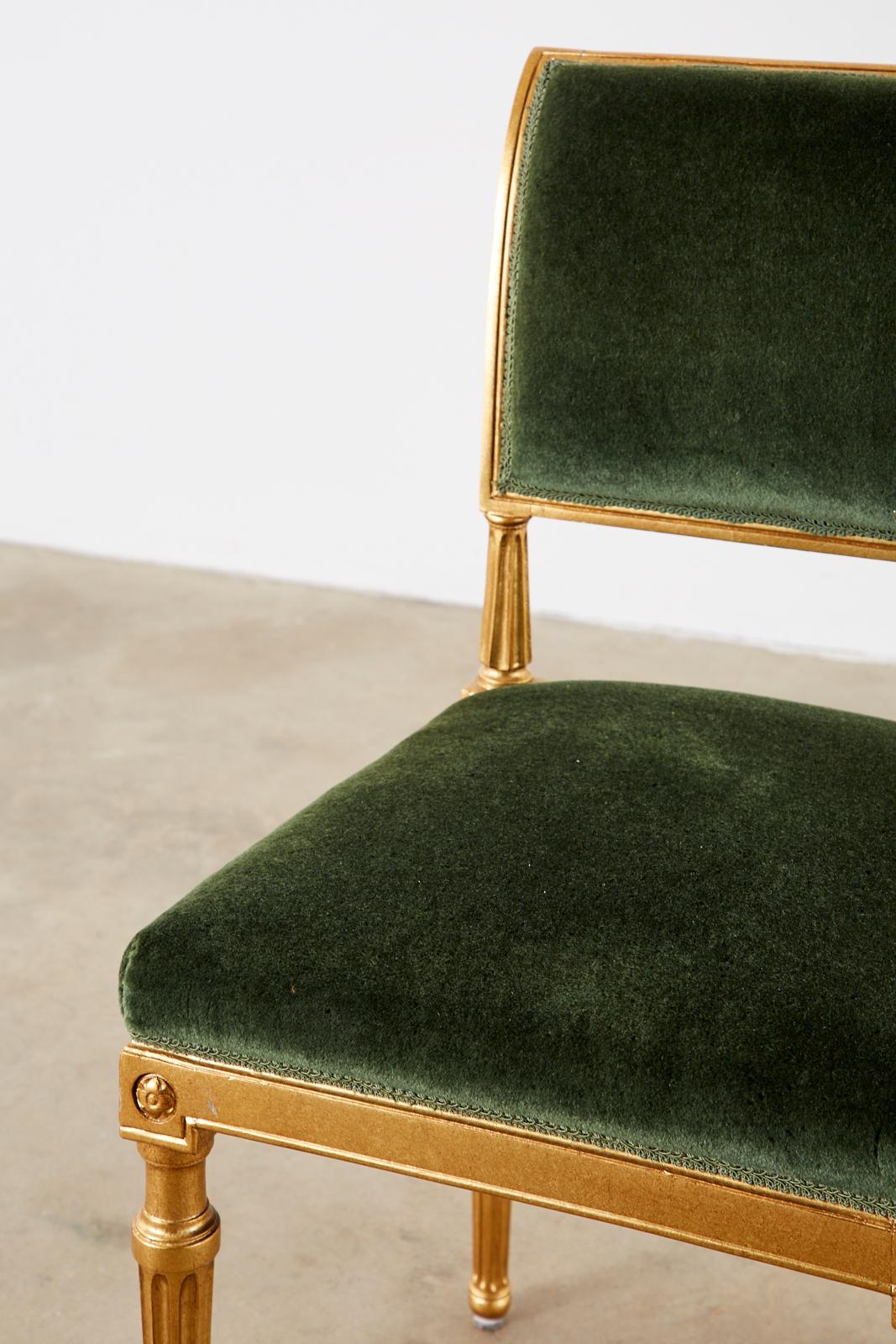 Set of Four Jansen Louis XVI Style Gilt Mohair Dining Chairs 11