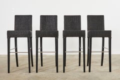 Set of Four Janus Et Cie Edward Lloyd Loom Woven Bartstools