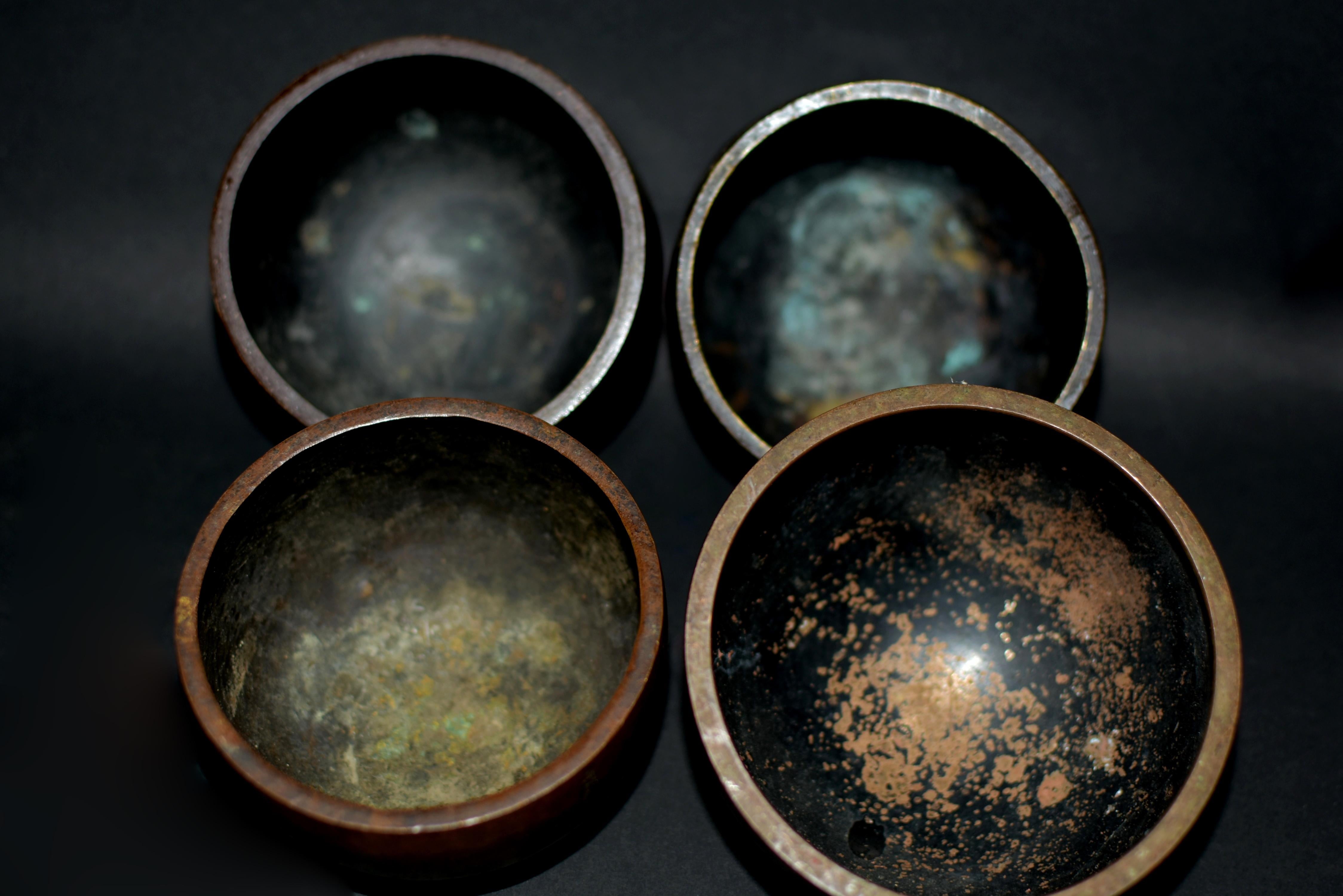 Set of Four Antique Japanese Singing Bowls 9