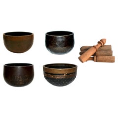 Set of Four Antique Japanese Singing Bowls
