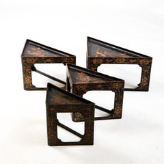 Set of Four Japanese Triangular Nesting Corner Tables, Meiji Period