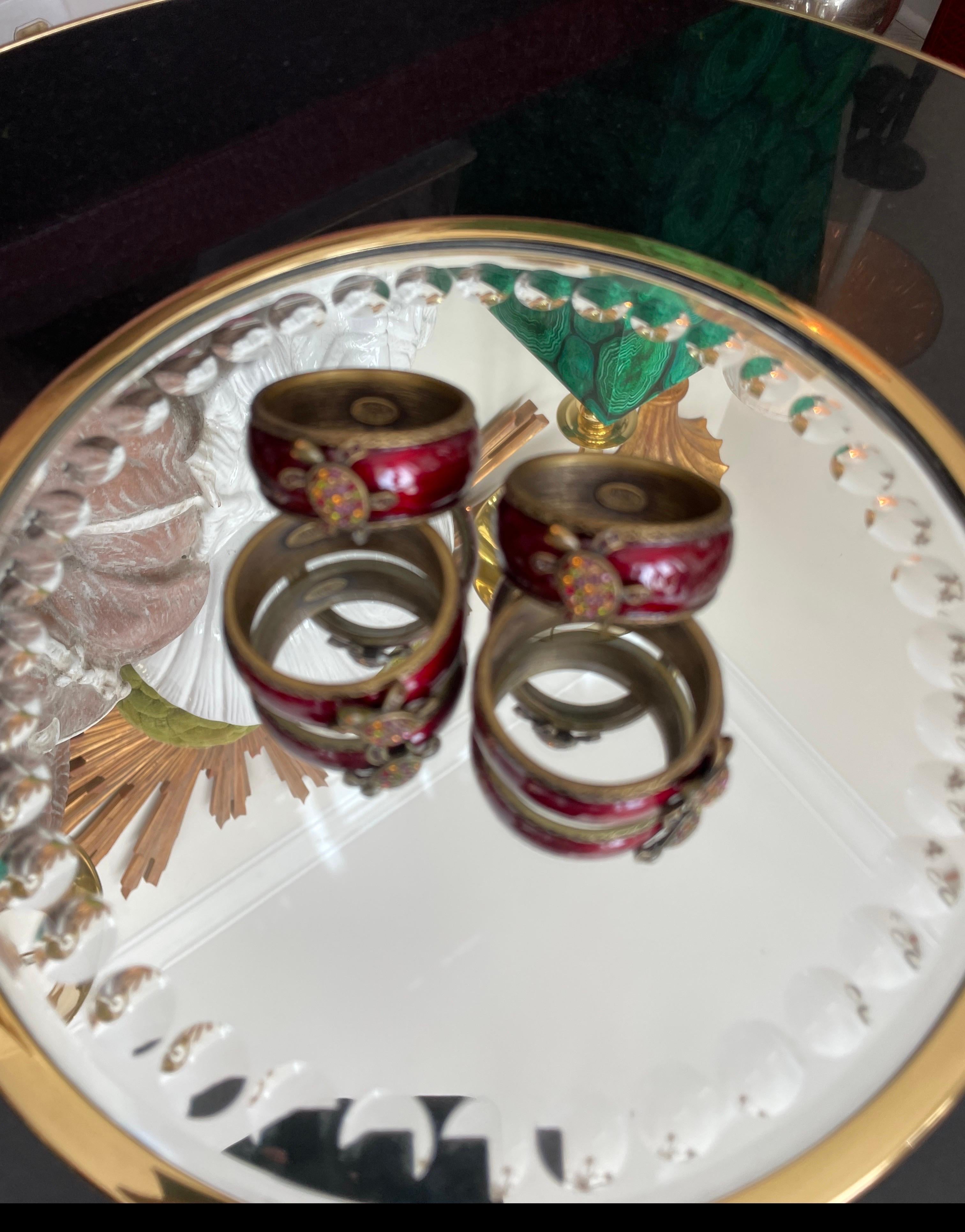 Set of Four Jay Strongwater Enamel Turtle Napkin Rings For Sale 2