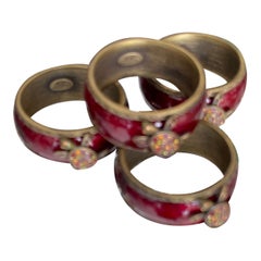 Set of Four Jay Strongwater Enamel Turtle Napkin Rings