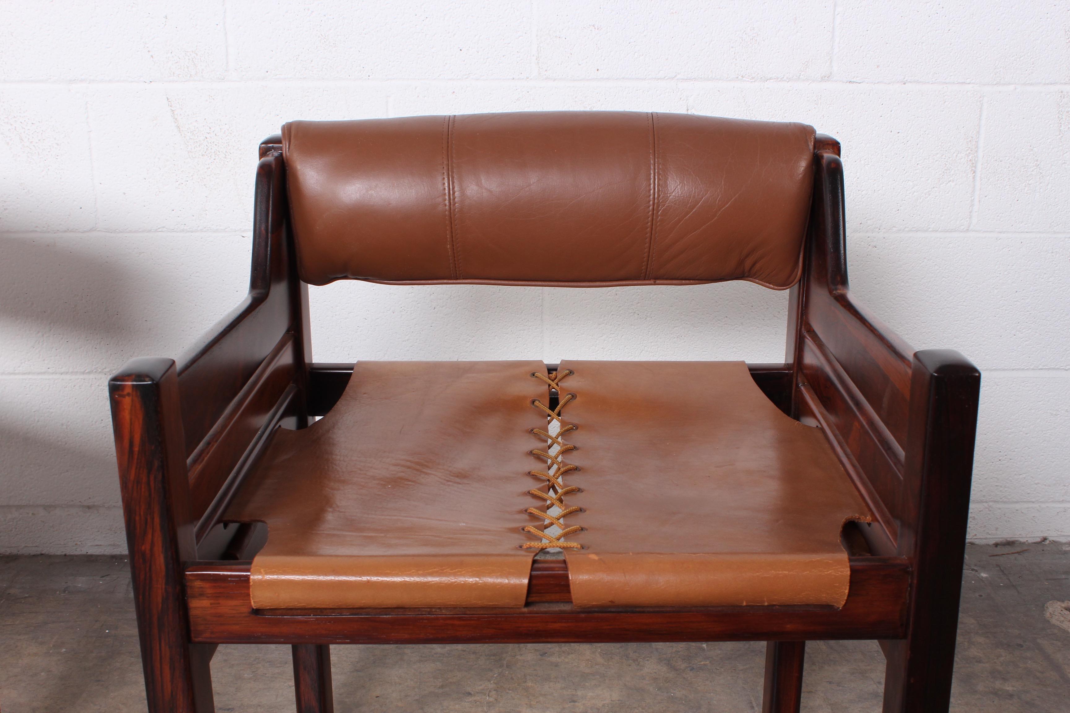 Set of Four Jean Gillon Rosewood and Leather Armchairs 8