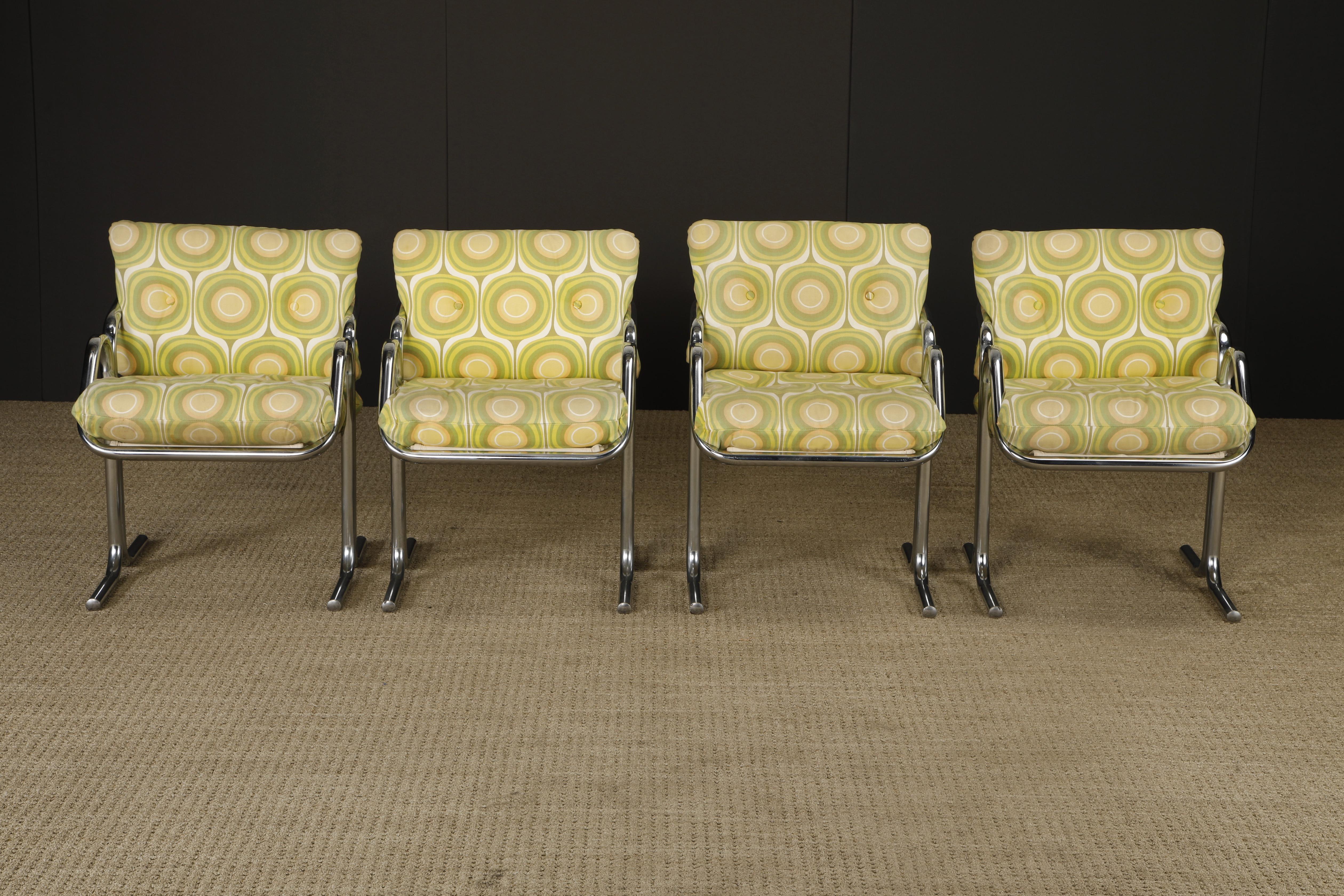 Vier verchromte Jerry Johnson 'Arcadia' Sling Chairs für Landes, 1970er Jahre (Moderne) im Angebot
