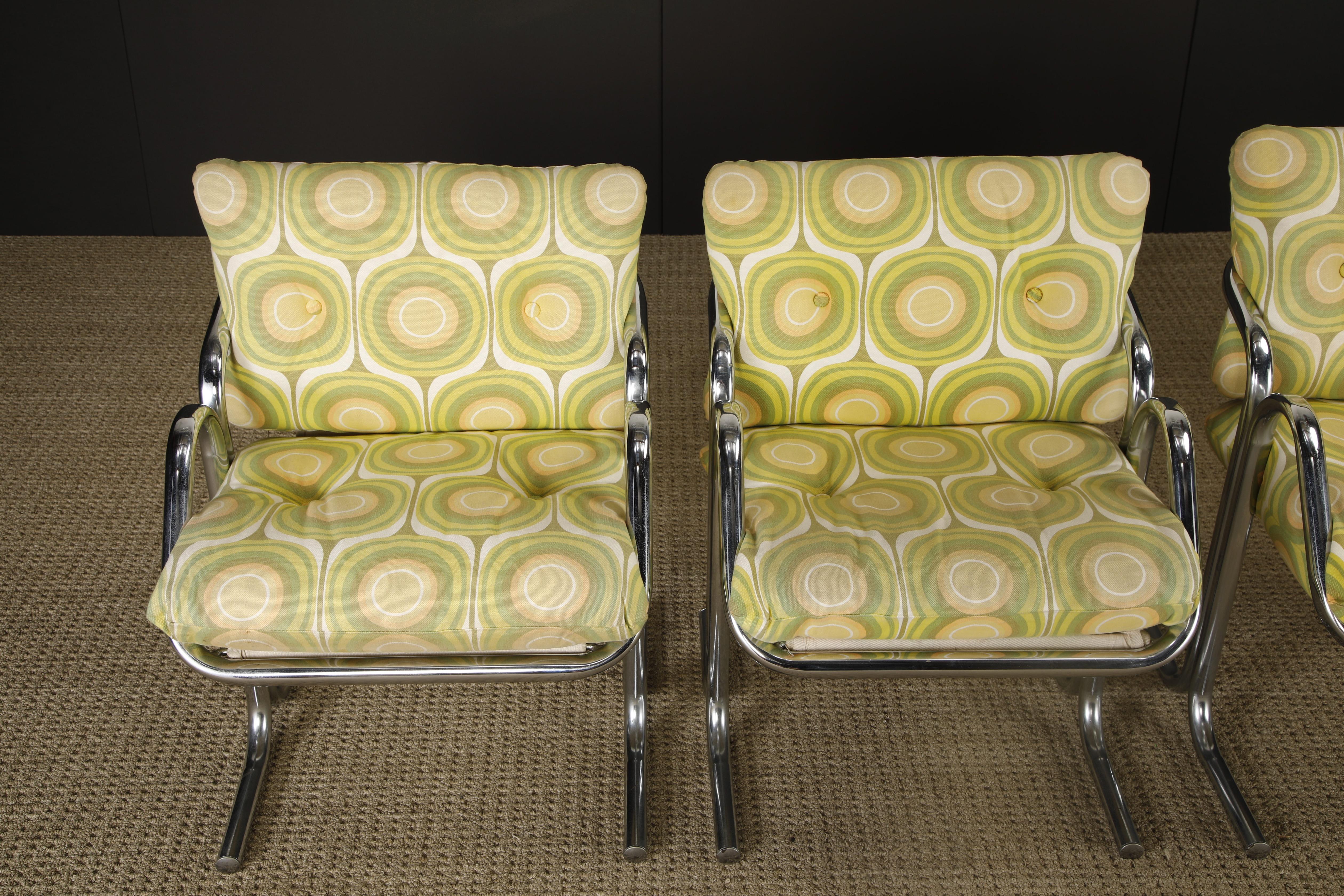 Vier verchromte Jerry Johnson 'Arcadia' Sling Chairs für Landes, 1970er Jahre (amerikanisch) im Angebot