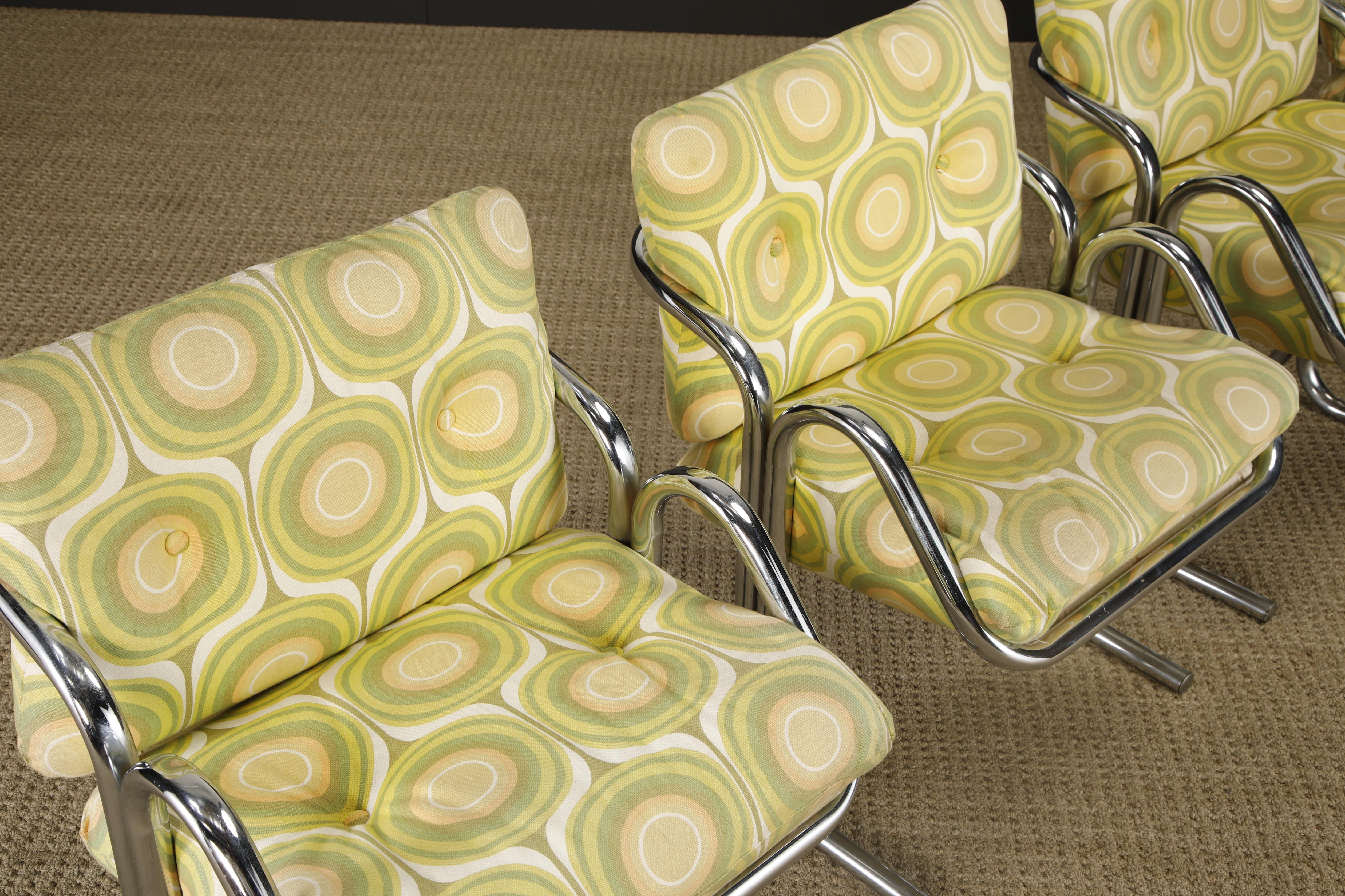 Vier verchromte Jerry Johnson 'Arcadia' Sling Chairs für Landes, 1970er Jahre (Metall) im Angebot