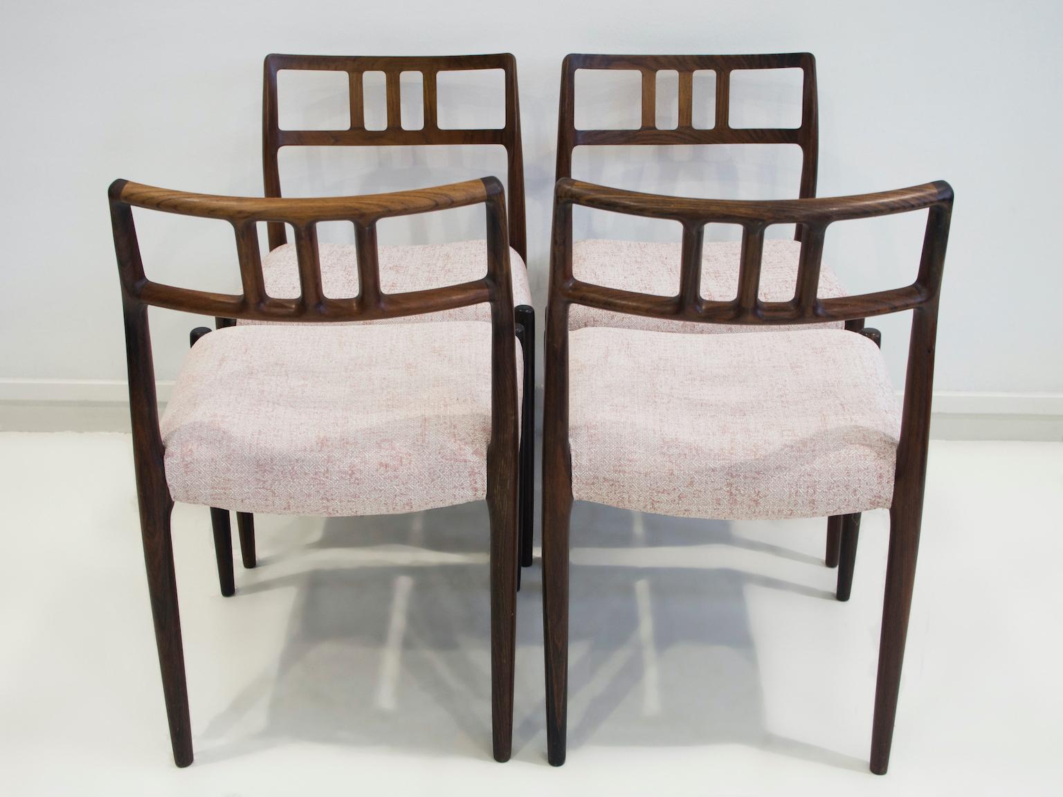 Set of Four J.L. Møllers Hardwood Chairs, Model 79 4