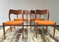 Set of four Niels Moller model 71 dining chairs with original wool upholstery