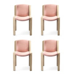 Set of Four Joe Colombo 'Chair 300' Wood and Kvadrat Fabric by Karakter