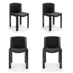 Set of Four Joe Colombo 'Chair 300' Wood and Kvadrat Fabric by Karakter