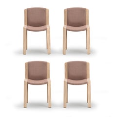 Set of Four Joe Colombo 'Chair 300' Wood and Kvadrat Fabric by Karakter