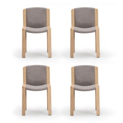 Set of Four Joe Colombo 'Chair 300' Wood and Kvadrat Fabric by Karakter