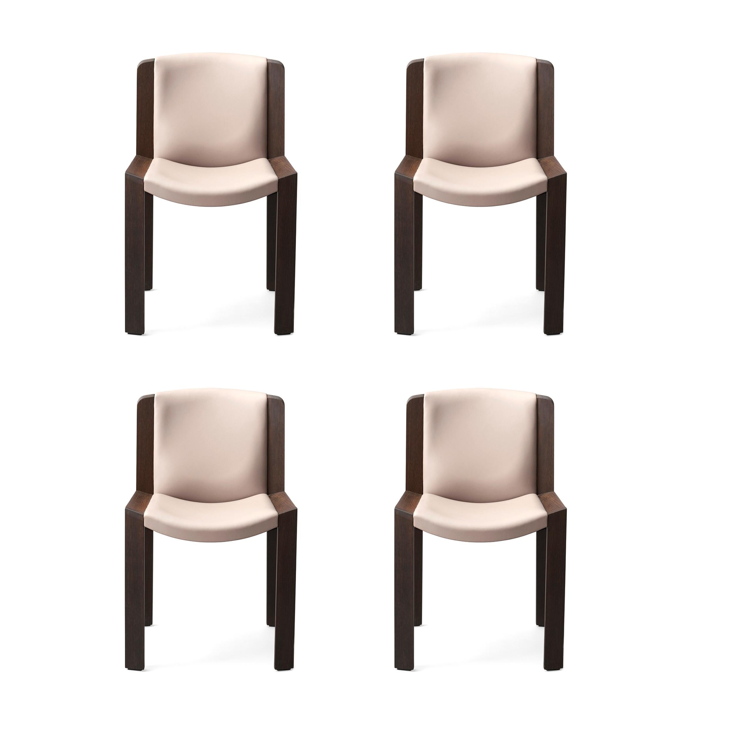 Set of Four Joe Colombo 'Chair 300' Wood and Kvadrat Fabric by Karakter 2