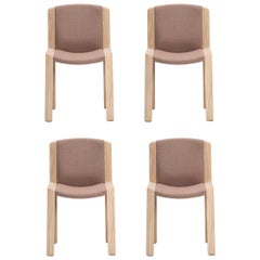 Set of Four Joe Colombo 'Chair 300' Wood and Kvadrat Fabric by Karakter