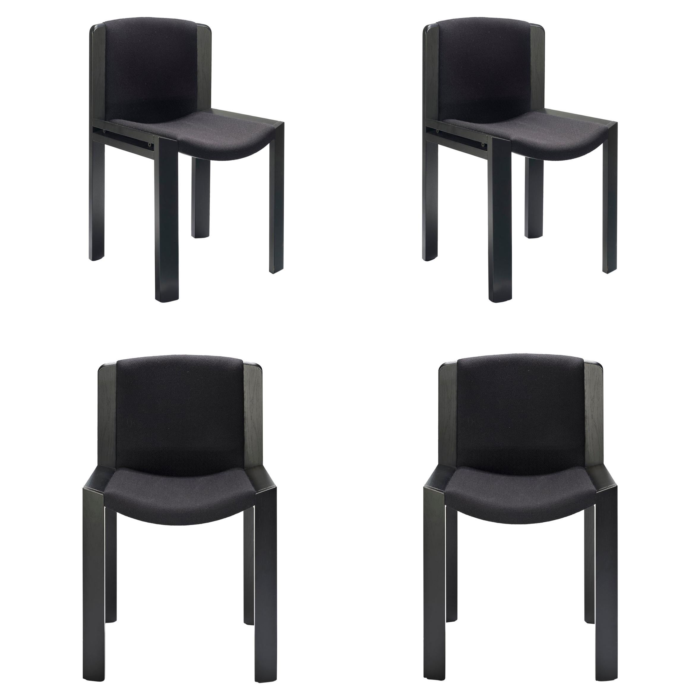 Set di quattro sedie Joe Colombo 'Chair 300' in Wood e tessuto Kvadrat di Karakter in vendita