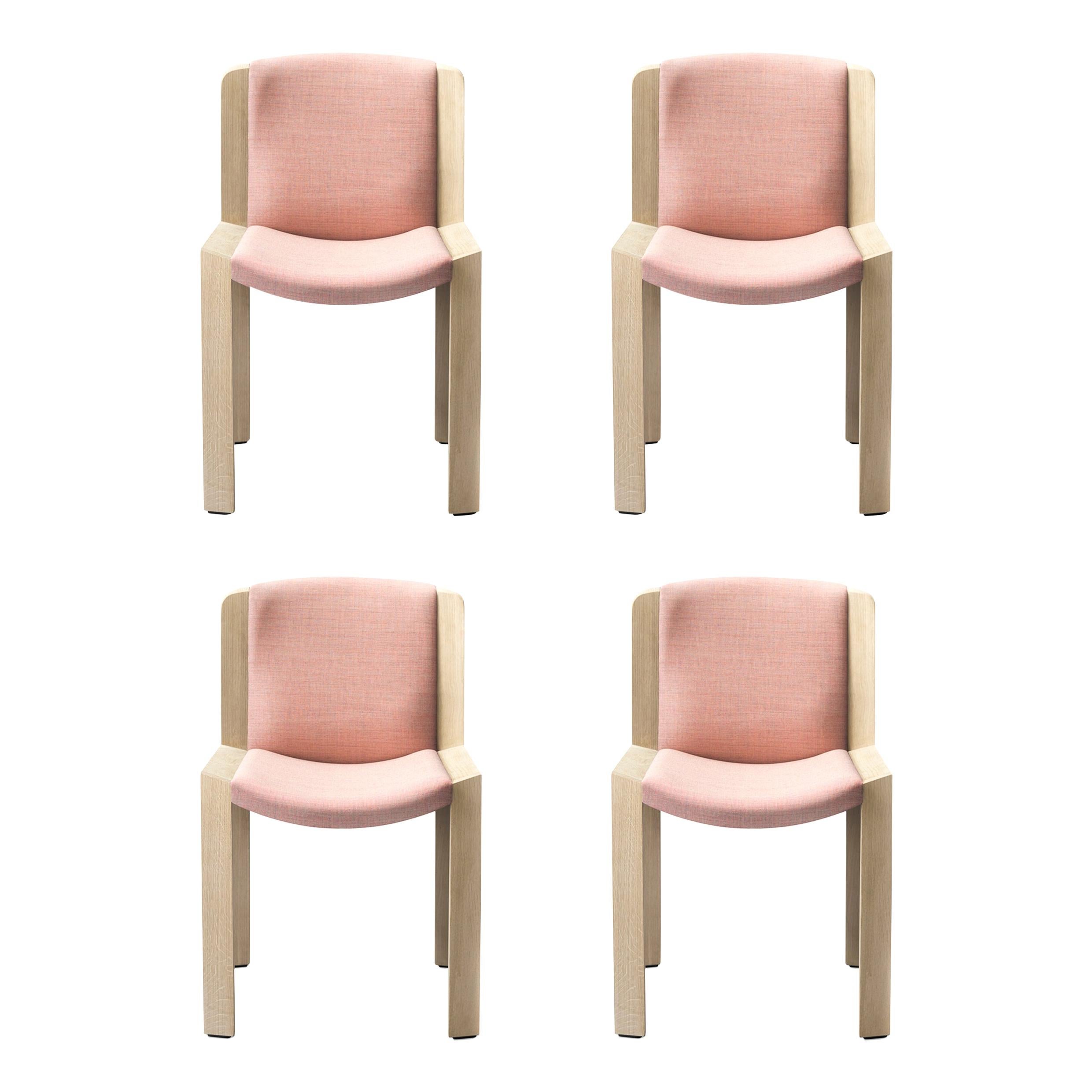 Set of Four Joe Colombo 'Chair 300' Wood and Kvadrat Fabric by Karakter For Sale