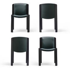 Set of Four Joe Colombo 'Chair 300' Wood and Sørensen Leather by Karakter