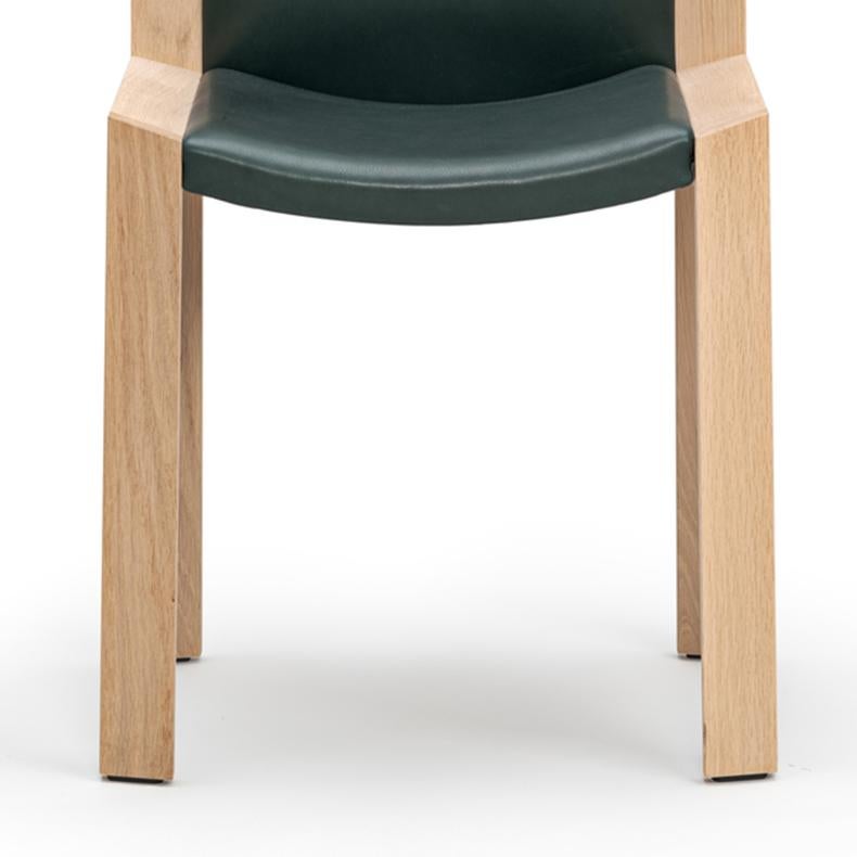 Mid-Century Modern Set of Four Joe Colombo 'Chair 300' Wood and Sørensen Leather by Karakter For Sale