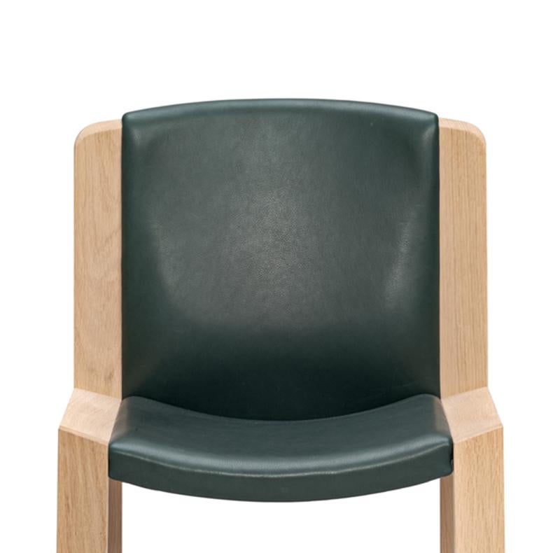 Danish Set of Four Joe Colombo 'Chair 300' Wood and Sørensen Leather by Karakter For Sale