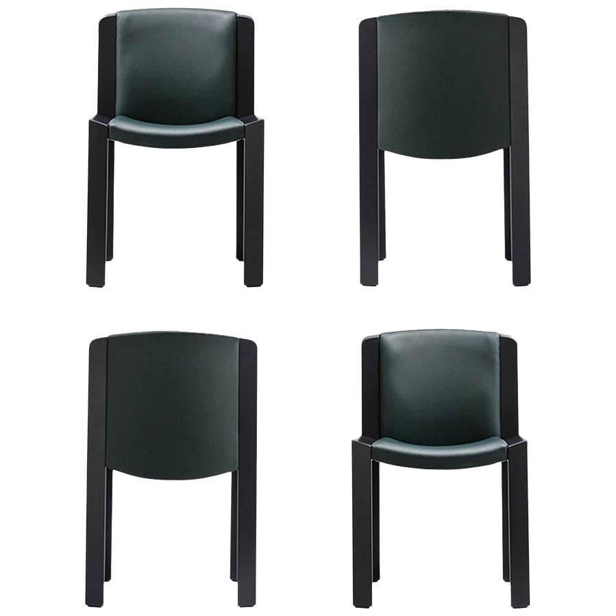 Ensemble de quatre chaises Joe Colombo 'Chair 300' en bois et cuir Sørensen par Karakter en vente