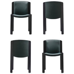 Ensemble de quatre chaises Joe Colombo 'Chair 300' en bois et cuir Sørensen par Karakter