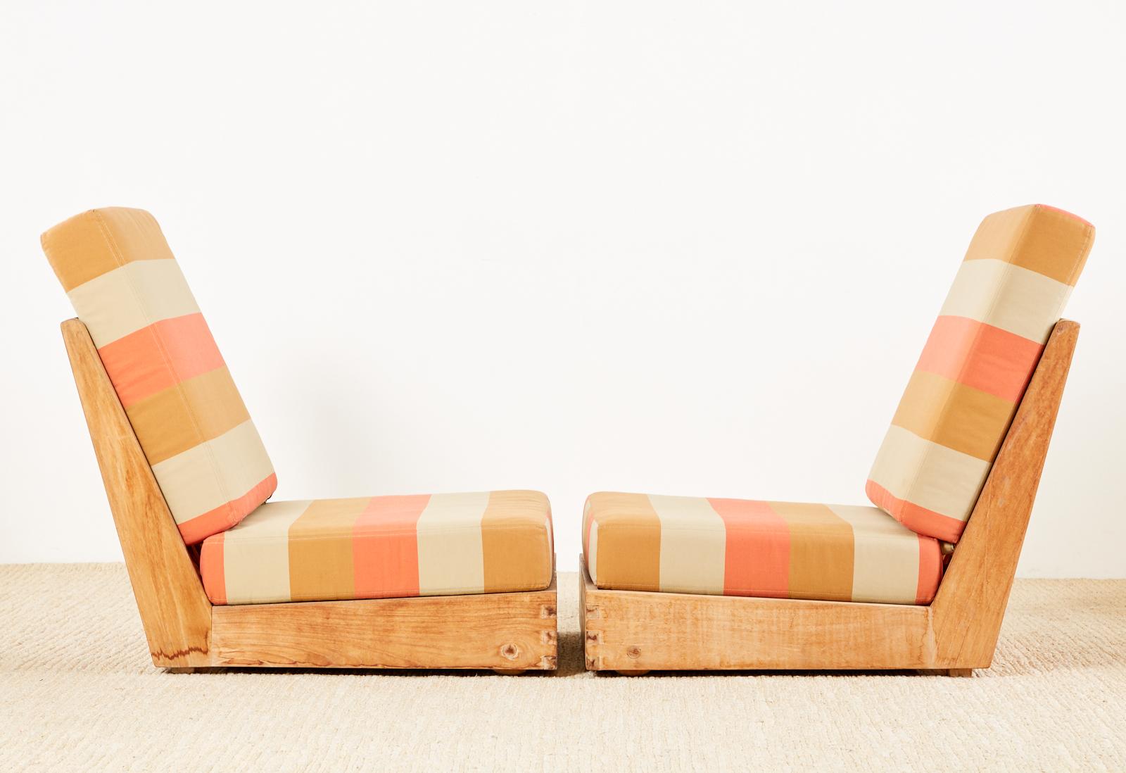 Organic Modern Set of Four John Hutton Teak Poolside Lounge Chairs